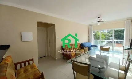Apartamento à beira mar com 1 dormitórios, sacada, 1 vaga - enseada - guarujá/sp