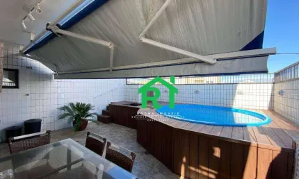 Cobertura duplex com vista para o mar, 3 dormitórios 2 sendo suíte na praia da Enseada, Guarujá.