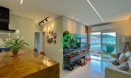 Apartamento à beira mar com 2 quartos (1 suíte)}, 2 vagas e lazer à venda no Tombo, Guarujá | Rocha Imóveis Guarujá