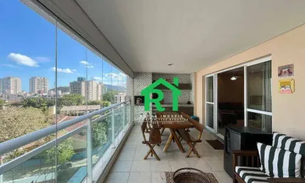 Apartamento á beira mar, 4 quartos (1 suíte), 2 vagas, lazer, jardim astúrias, guarujá/sp