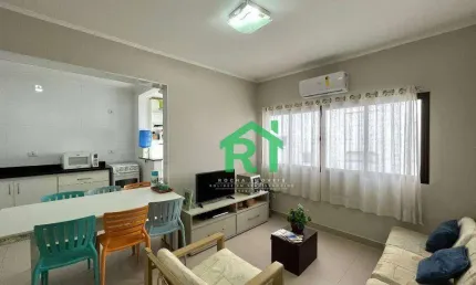 Apartamento á beira mar, 2 quartos, 1 vaga, tombo, guarujá/sp