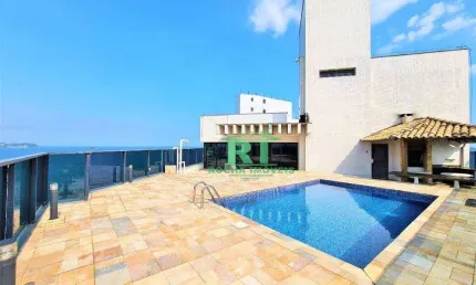 Cobertura Frente Mar, Vista Panorâmica, 3 Suítes, 4 Vagas, Praia das Astúrias, Guarujá-SP.