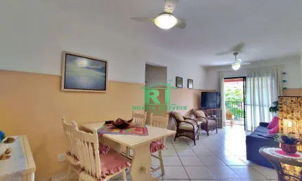Apartamento com sacada, 2 dormitórios (1 suíte), 1 vaga, tombo, guarujá/sp