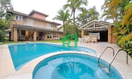Casa de alto padrão, condomínio fechado, 5 suítes, 3 vagas, lazer, enseada, guarujá/sp.