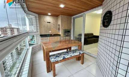 Apartamento mobiliado com 3 quartos em prédio com lazer completo, disponível para alugar no bairro Canto do Forte, em Praia Grande/SP.