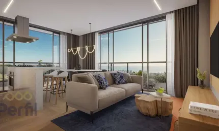 Apartamento com 1 suite mais dois quartos, 2 vagas de garagem, 103 m2 privativos,  na praia brava entre  Itajaí e Balneário Camboriú.