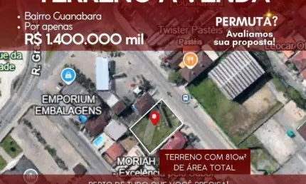 Terreno à venda, 810 m² por R$ 1.400.000 - Guanabara - Joinville/SC
