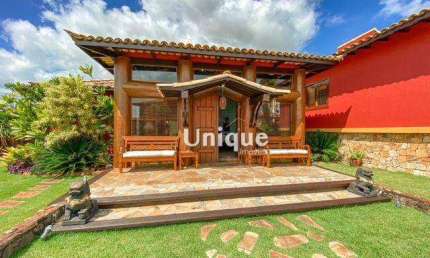 Mansão estilo bali em condomínio pé na areia à venda, 600 m² por R$ 6.000.000 - Manguinhos - Armação dos Búzios/RJ