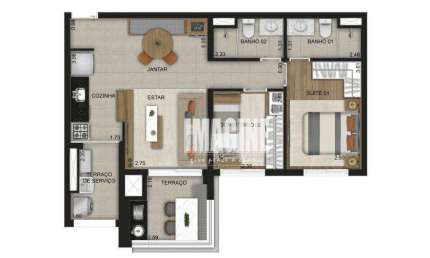 Apartamento no Belém com 2 Dormitórios sendo 1 Suíte, 1 Vaga, 64 m²