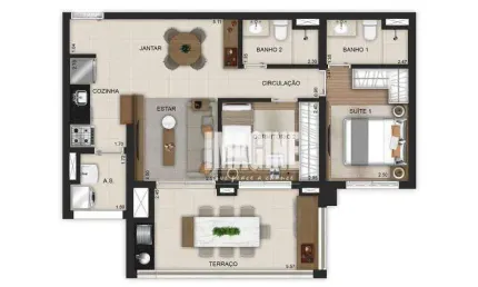 Apartamento na Vila Prudente com 2 Dormitórios sendo 1 Suíte, 1 Vaga, 73 m²