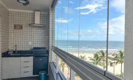 Frente mar novo entrada + parcelas. 1 Dormitório mobiliado com lazer completo. Jardim Real, Praia Grande