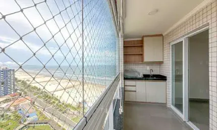 Frente mar novo andar alto. 1 Dormitório planejado com lazer completo. Jardim Real, Praia Grande