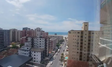 Apartamento com 2 Quartos e sacada VISTA MAR na Tupi - Praia Grande/SP