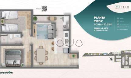 Apartamento com 2 dormitórios à venda, 50 m² por R$ 221.000,00 - Potiguar - Piracicaba/SP