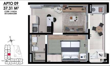Apartamento com 1 dormitório à venda, 37 m² por R$ 318.000,00 - Vila Bela Vista - Itatiba/SP
