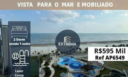 Apartamento vista mar - mobiliado lazer completo com 2 dormitórios sendo 1 suite  à venda, por r$ 595.000,00 - mirim - praia grande/sp
