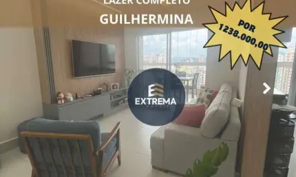 Apartamento com vista para o mar com 3 suites 2 vagas demarcadas à venda, 110 m² - vila guilhermina - praia grande/sp