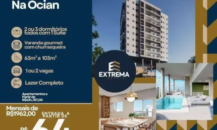 Lançamento - Na Ocian Apartamento com 2 dormitórios à venda, 64 m² por R$ 459.318 - Cidade Ocian - Praia Grande/SP