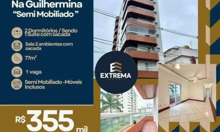 Apartamento com 2 dormitórios à venda, 77 m² por r$ 355.000,00 - vila guilhermina - praia grande/sp