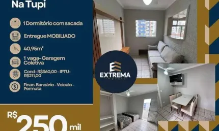 Apartamento com 1 dormitório à venda, 40 m² por r$ 250.000,00 - vila tupi - praia grande/sp