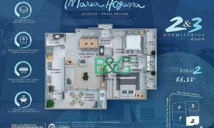Apartamento com 2 dormitórios à venda, 86 m² por R$ 579.900,00 - Aviação - Praia Grande/SP