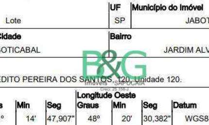 Terreno à venda, 2 m² por R$ 366.464,24 - Jardim Alvorada - Jaboticabal/SP