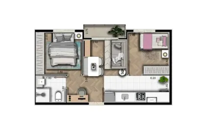 Apartamento novo, com ótimo acabamento e 2 quartos no Vila Clarice - Pirituba