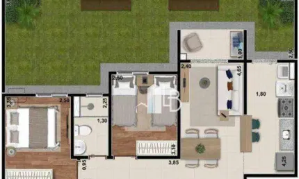 Apartamento com 2 dormitórios à venda, 51 m² por R$ 328.024,47 - Shopping Park - Uberlândia/MG
