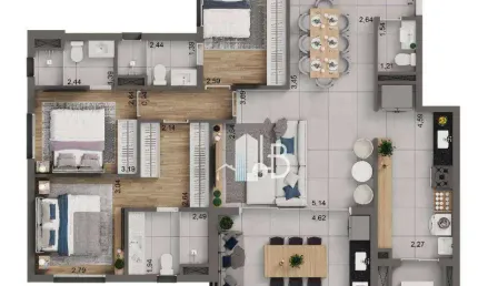 Apartamento com 3 dormitórios à venda, 120 m² por R$ 968.912,74 - Jardim Karaíba - Uberlândia/MG