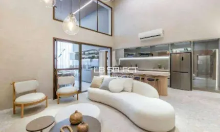 Apartamento no bairro Altamira com três suítes e varanda gourmet com pé direito duplo.