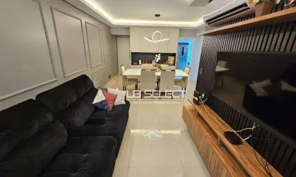 Apartamento com três quartos, sendo uma suíte e varanda gourmet.