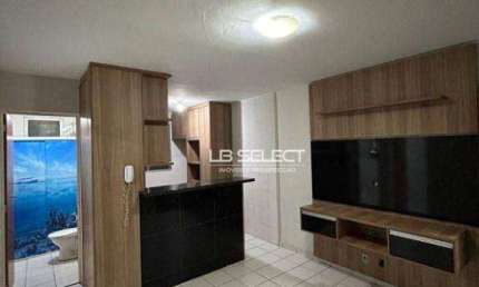 Apartamento no bairro São Jorge com dois quartos, banheiro e uma vaga de garagem coberta.