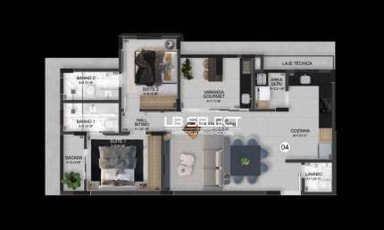 Apartameto com dois quartos, duas suites, sala em dois ambientes, lavabo e varanda gourmet
