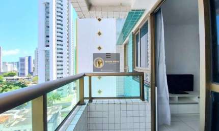 Flat Mobiliado com 65m2 com 2 quartos, 1 suíte, 1 vaga garagem, para locação em Recife, Boa Viagem