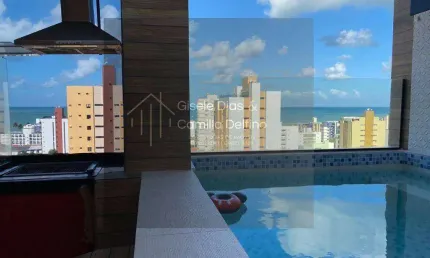 Cobertura linear- manaíra- 200m²- 03qts s/ 02sts+dce- 02vgs- vista mar!