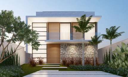 Linda  casa contemporânea a venda na Barra da Tijuca no Condomínio Santa Monica Personal Houses com 4 Suítes em um terreno de 510 m2 e 520 m² de  área construída, churrasqueira, sauna em uma bela área