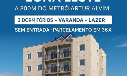 Apartamento com 2 dormitórios, todos com sacada, aproximadamente 35m², e localizado ao lado do metrô!