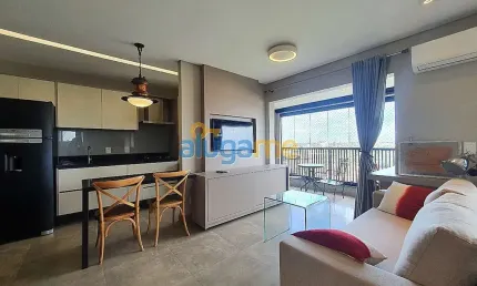 Apartamento flat mobiliado no Unique Residence, com 1 dormitório e sacada gourmet.