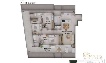 Cobertura com 3 dormitórios à venda, 156 m² por R$ 2.626.344,00 - Cacupé - Florianópolis/SC