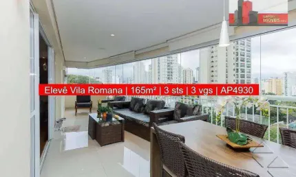 Apartamento Rua Caio Graco, 800 - Vila Romana, 3 sts, 3 vgs, 165m², Ed. Elevê