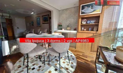 Apartamento r. croata, 485 - vila ipojuca, 3 dorms, 2 vgs, 85m², cond. veneza