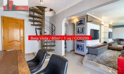 Cobertura 2 quartos, 80m², R. Carlos Comenale, 68 - Bela Vista, Edifício Trianon