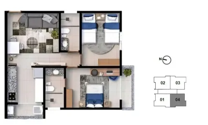 Apartamento com 2 quartos à venda no Brasil, Uberlândia 