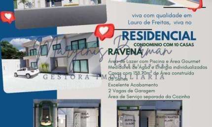Casa em Condomínio para Venda em Lauro de Freitas, Pitangueiras, 3 dormitórios, 3 suítes, 4 banheiros, 2 vagas