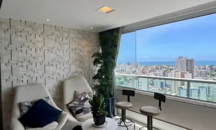 Apartamento à venda na cardeal da silva - rio vermelho - vista mar - mobiliado - 2 suítes - 103 m²