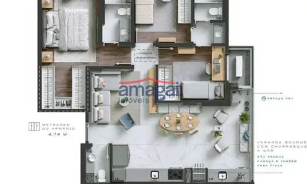 Apartamento com 3 quartos à venda no Jardim das Colinas, São José dos Campos  por R$ 1.290.000
