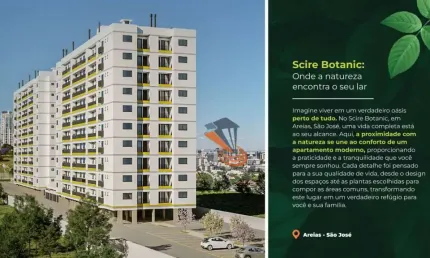 Apartamento com 2 dormitórios à venda, 53 m² por R$ 345.000,00 - Areias - São José/SC