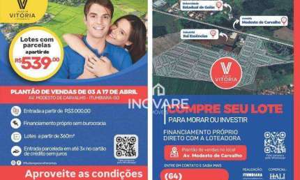 Terreno à venda, 360 m² por R$ 3.000,00 - Jardim Vitória - Itumbiara/GO