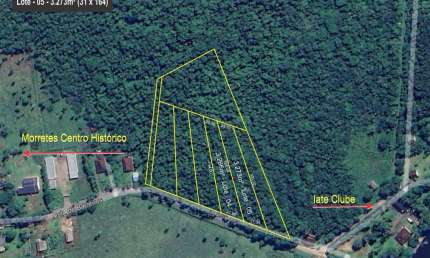 Terreno com 3.250 metros em Barreiros com frente para rodovia e próximo Iate Clube de Morretes