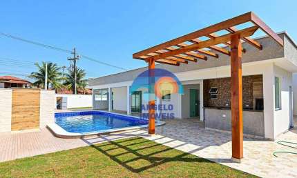 Casa nova em 2 lotes a 100 metros do mar com 4 quartos à venda, 205 m² - Parque Balneário Oásis - Peruíbe/SP